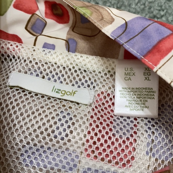 NEW Liz Golf retro 70s geometric print Anorak windbreaker pullover jacket - Picture 5 of 10